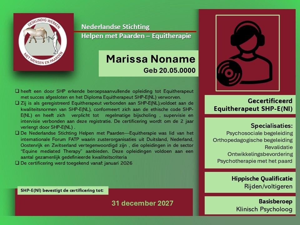 Stalplaquette Equitherapie